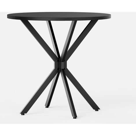 Table ronde noire 80 cm avec pieds en X en acier – Table polyvalente pour cuisine, salon ou bureau (1/5)