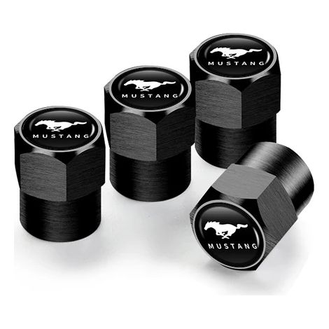 (hexagone noir) 4 bouchons de valve de pneu de voiture compatibles avec ST Racing RS S Mustang Kuga Fiesta Fusion Mondeo Edge Focus