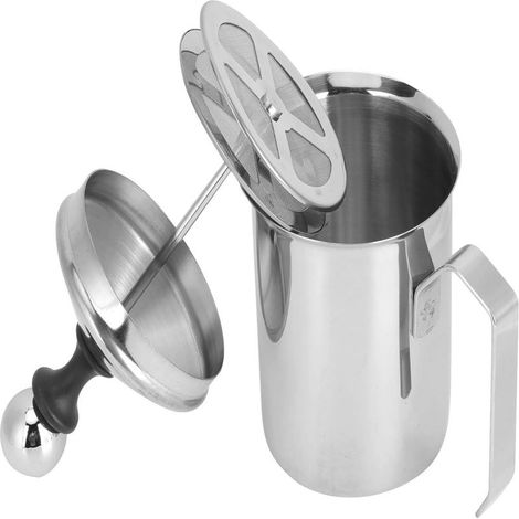 400-ml-Milchaufschäumer, manueller Milchaufschäumer aus Edelstahl, Milchaufschäumer aus Edelstahl für Cappuccino