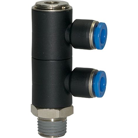 Riegler L-Mehrfachverteiler »Blaue Serie«, 2-fach, drehbar, R 1/4 a. Ø6mm (1/3)