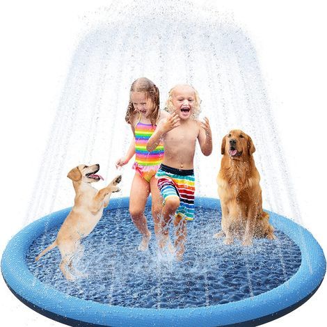 Piscine Pour Chiens - 170 cm - Tapis De Jeu D'eau Antidérapant En PVC 0 55 mm - Portable Pliable Pour Jardin Extérieur - 1 Pièce (1/5)