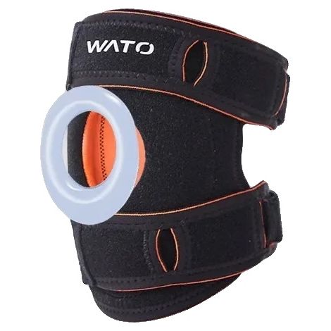 Rodillera de compresión ajustable con almohadillas de gel para la rótula, 2 unidades, color negro/naranja, tallas S-M-a. (1/2)