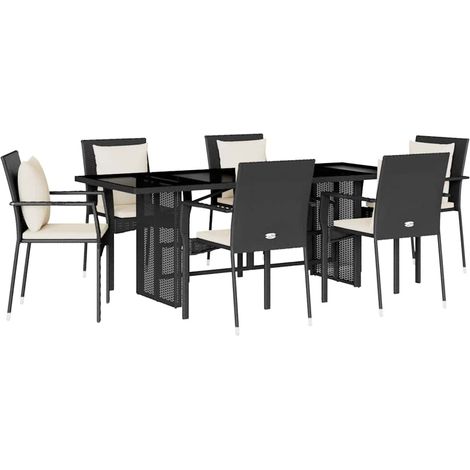 Maison Exclusive - Set de comedor de jardín 7 pzas y cojines ratá (1/5)