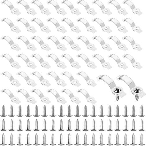 100 PcsClips de Fixation pour ruban led, Clips pour bande led 10mm et 12mm support clips de fixation pour bande led, guirlandes lumineuses à tubes LED, avec 100 vis (1/5)