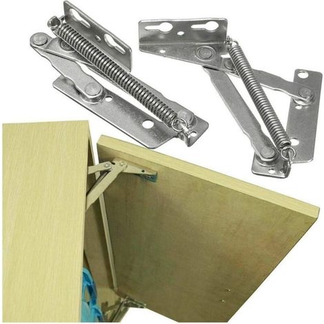 Charnières à ressort pour meuble – Charge 4 kg – Angle d'ouverture 80° – Surface plaquée nickel – Lot de 2 pièces avec vis (1/5)