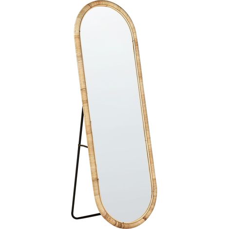 Elegante specchio da terra in rattan naturale stile boho 150x50 cm Montot (1/5)