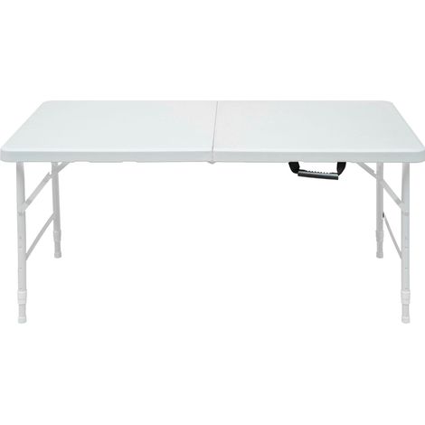 Table de loisirs pliante et réglable en hauteur 125 cm, plastique haute densité et acier, blanche, pour extérieur et intérieur (1/5)