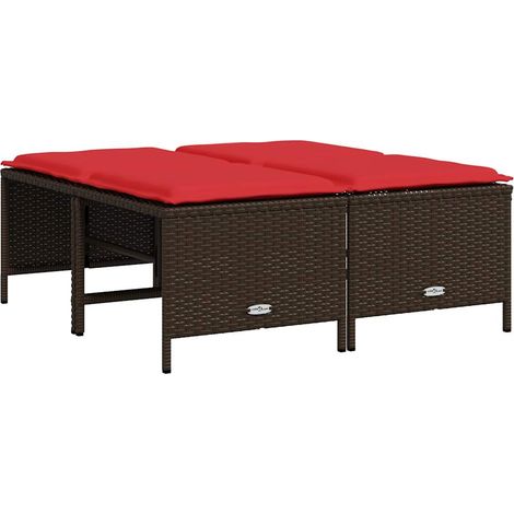 Maison Exclusive - Sgabelli da giardino con Cuscini 4 pz in Polyrattan Marrone (1/5)