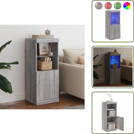 Muebles con luces LED - vidaXL Aparador con luces LED gris Sonoma 41x37x100 cm - Aparador gris Sonoma