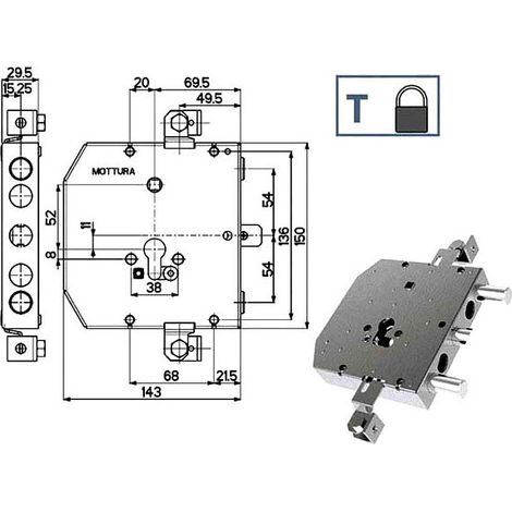 Serrure Sic.Triplice 89E30 Mottura