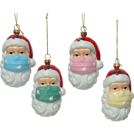 DECORAZIONE APPENDIBILE BABBO NATALE CON MASCHERINA 10 CM ASSORTITO (1/4)