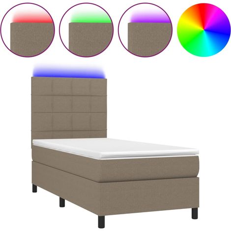 Maison Exclusive - Letto a Molle con Materasso e LED Tortora 90x190 cm in Tessuto