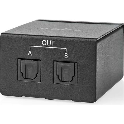 Splitter toslink a due vie ingresso connessione toslink femmina uscita connessione 2x toslink pulsante metallo nero (1/5)