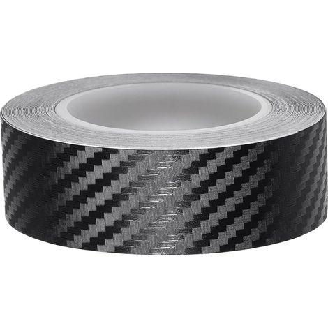 Film Carbone Voiture, 24mm x 10M Carbone Adhésif, PVC Bande Autocollante Voiture, Autocollant Carbone pour Voiture, Moto, Bateau et Modélisme (Carbone Noir) (1/5)