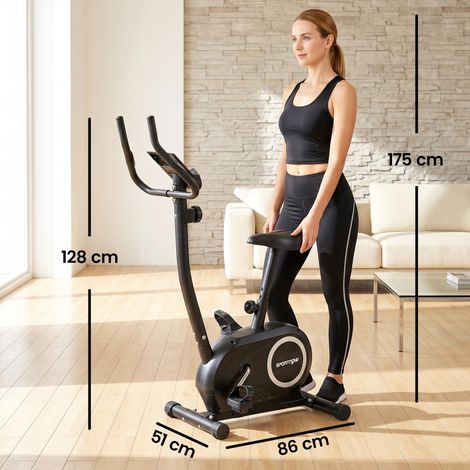 Heimtrainer Fahrrad Höhenverstellbar Hometrainer mit APP Magnetwiderstand LCD-Monitor Pulssensoren Handyhalterung (1/5)