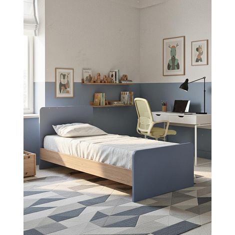 Letto easy con fascioni e pediera - Letto singolo 87 x 197 - Testiera e pediera avio, fascioni virginia - Rete e materasso esclusi (1/3)