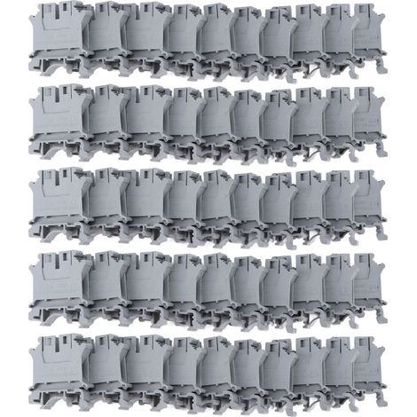 50pcs Bloc de Jonction Rail DIN UK-6N, Bornier Vis Cuivre Pur 57A 800V, Connecteur Électrique (1/5)