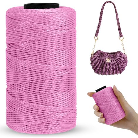 Fil Macramé 1mm x 230m Corde Macramé Polyester Ficelle Corde Fil Polypropylène pour Sac à Main, Suspension Murale, Travaux Manuels, Tricot, Noël, Mariage (Rose Clair) (1/5)