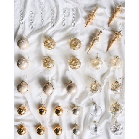 Weihnachtskugel 35er Set BLING Glas Gold