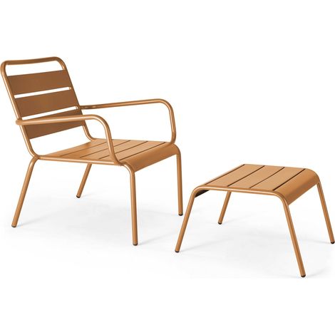 Fauteuil relax et repose pied en métal Caramel - Palavas