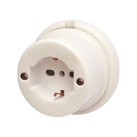 Prise en porcelaine bipolaire + Schuko 10-16 A