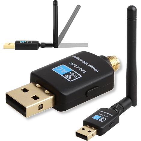Scheda di rete adattatore Wi-Fi 600Mbps 2.4GHz 5.8GHz 5Ghz AC USB Dual Band (1/5)