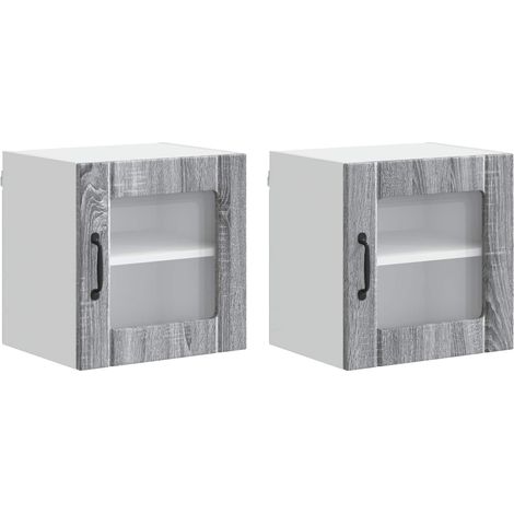 Maison Exclusive - Mobile in vetro da parete LUCCA 2 pcs Grigio Sonoma
