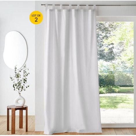 Lot de 2 rideaux unis à passants – 140 x 260 cm – Polyester Essentiel Blanc (1/5)