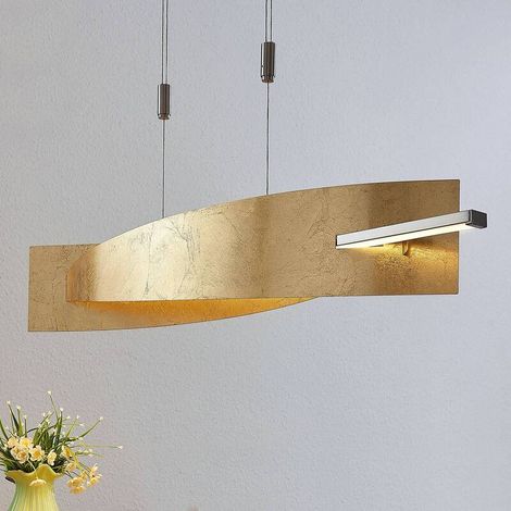 [GEBRAUCHT] B-Ware Lucande LED-Hängeleuchte Marija Pendelleuchte Deckenlampe Blende senkrecht gold (1/2)