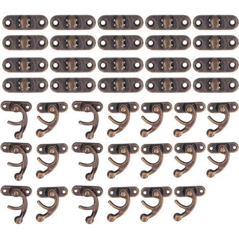 20Set Antique Aluminum Alloy Latch Hook Hasp Horn Lock for Box Jewelry Luggage Hardware (1/5)