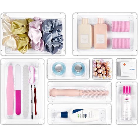Stück Organizer mit 4 Größen, Schminktisch-Organizer, Organisieren von Schubladen, Organisieren von Tablets, Schubladen, Organisieren von Tablets für Küchen, Schmuck, Schlafzimmer, Büro. Marke: Vtopma