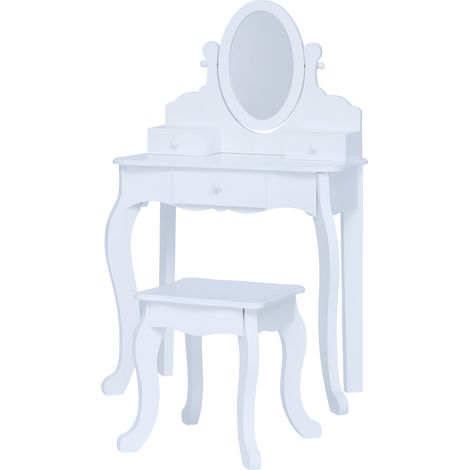 Fantasy Fields di Teamson Rapunzel Set da toeletta per bambini con specchio, cassetti e sedia Sgabello per bambini bianco TD-12851B (1/5)