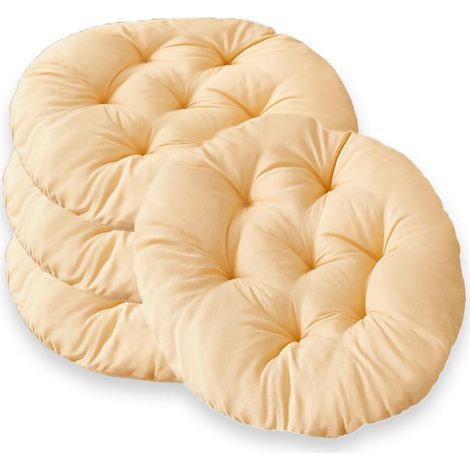 Un ensemble de 4 coussins de chaise ronds, 40 cm de diamètre, coussins d'assise ronds rembourrés, jaunes, adaptés aux chaises de jardin, chaises de bureau, chaises de balcon, coussins d'assise moelleu