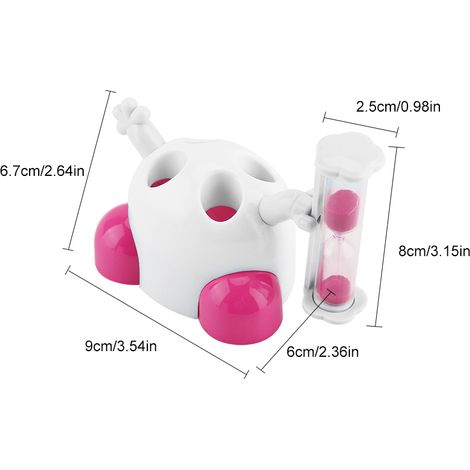 Porte-brosse à dents pour enfants, sablier, minuteur de 3 minutes (rose) (1/5)