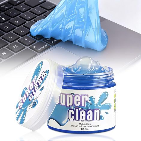 Gel Nettoyant Clavier et Voiture, Gel de Nettoyage, Voiture Nettoyant, Slime Nettoyage Réutilisable, Poussière Clavier, pour Intérieurs, Ordinateur, Imprimante, 200 g, Bleu (1/5)