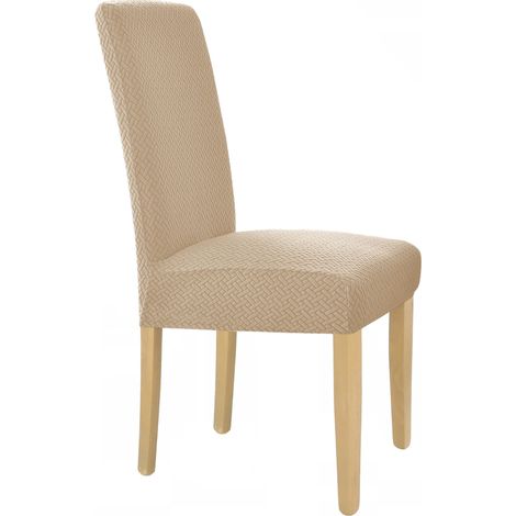 HOUSSE DE CHAISE JACQUARD ÉLASTIQUE BEIGE [10-Z1-BZ] (1/5)