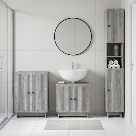 vidaXL 3 Piece Bathroom Cabinet Set EDE Grey Sonoma Engineered Wood (1/5)
