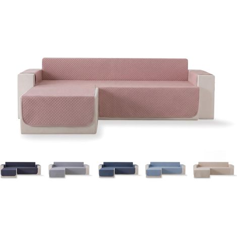 Housse de canapé matelassée à Losanges, Respirante, Facile à Nettoyer (Rose, méridienne Gauche 240 cm) (1/5)