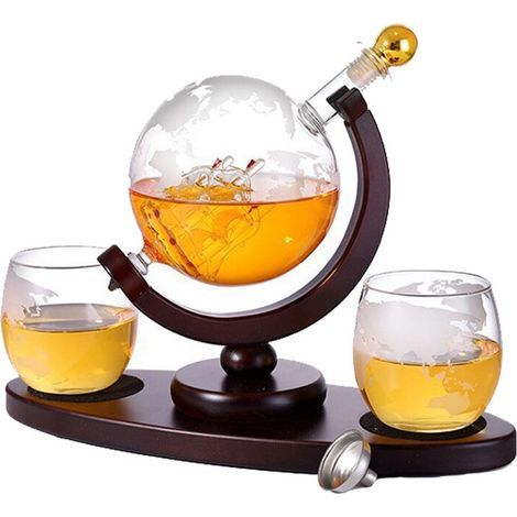 Decantador de whisky, vidrio/madera, 900 ml, marrón/transparente (1/5)