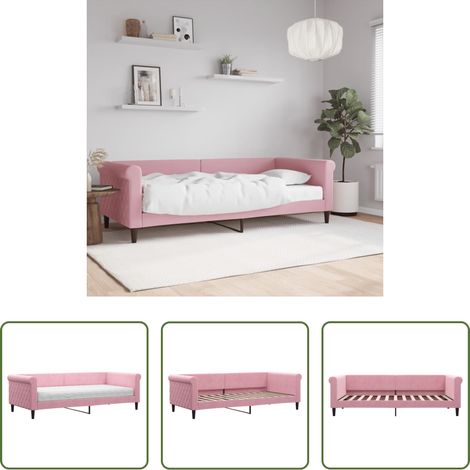 Schlafsofa - Tagesbett mit Matratze Rosa 90x200 cm Samt (1/5)