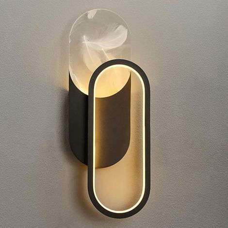Applique murale à LED, lampe décorative d'intérieur en acrylique, appliques murales simples et modernes, appliques murales ovales dorées pour chevet, couloir, salle de bain, magasin, bar, café (1/5)
