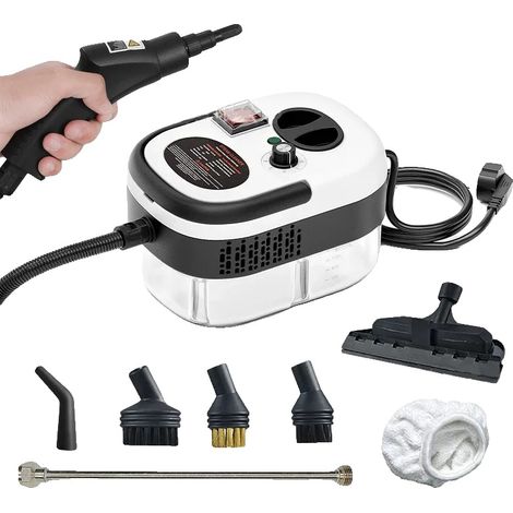 Limpiador a vapor, alta potencia, limpieza versátil, blanco mejorado (1/2)