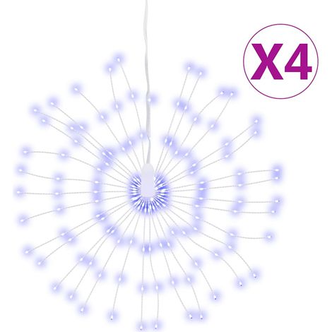 4 pcs Étoile rayonnante de Noël,Décoration de Noël 140 LED bleu 17 cm CFW39353 (1/5)