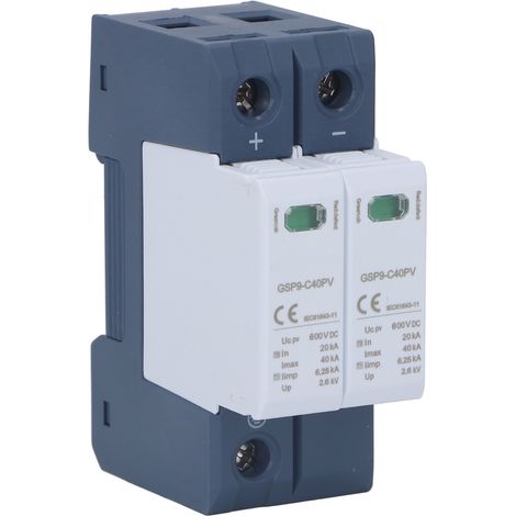 Parafoudre DC 2P 40kA 600V DC Rail DIN Protection Photovoltaïque Paratonnerre Équipement Électrique (1/5)