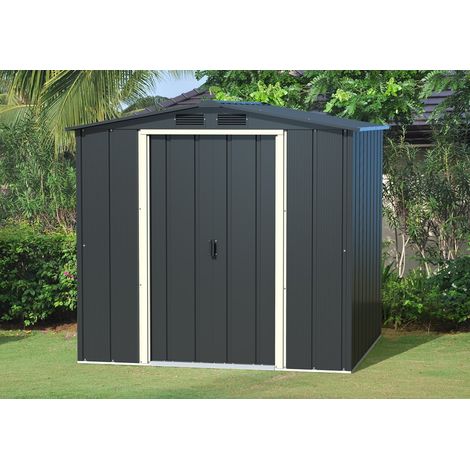 DURAMAX Metall-Gerätehaus Eco 1,8x1,8m Gerätehaus aus Metall in Anthrazitgrau, Geräteschrank mit 0,31 mm Wandstärke Gartenhaus (1/5)