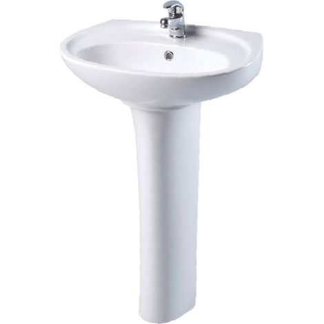 AKW Livenza 550mm Basin With Full Pedestal - 1 Tap Hole (1/2)