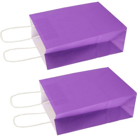 25 Stück Geschenktüten aus Kraftpapier mit Henkel, lila, ideal als Gastgeschenktüten für Hochzeiten, Süßigkeiten oder andere Gastgeschenke. (1/5)