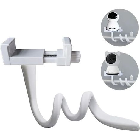 Support universel pour babyphone, trépied en silicone blanc flexible et allongé pour appareil photo bébé (1/5)