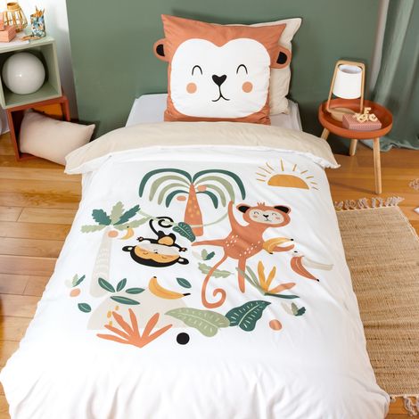 Parure Housse de couette Enfant – Ouistiti – 140x200 cm – 100% Polyester - 140x200cm - Blanc (1/4)