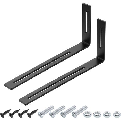 2pcs Équerre Réglable en Forme de L avec Vis 130x300x30mm Noir (1/5)